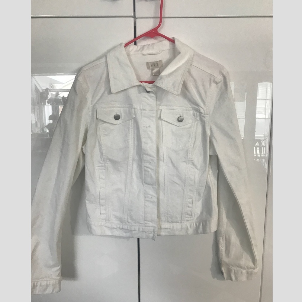 EUC Loft White Jean Jacket (L)
